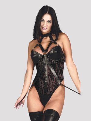 4148 - Body 3 tiras eco cuero y encaje